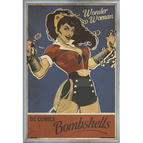 24X36 DC Comics - Wonder Woman - Bombshell Wall Poster, 24" x 36", Framed