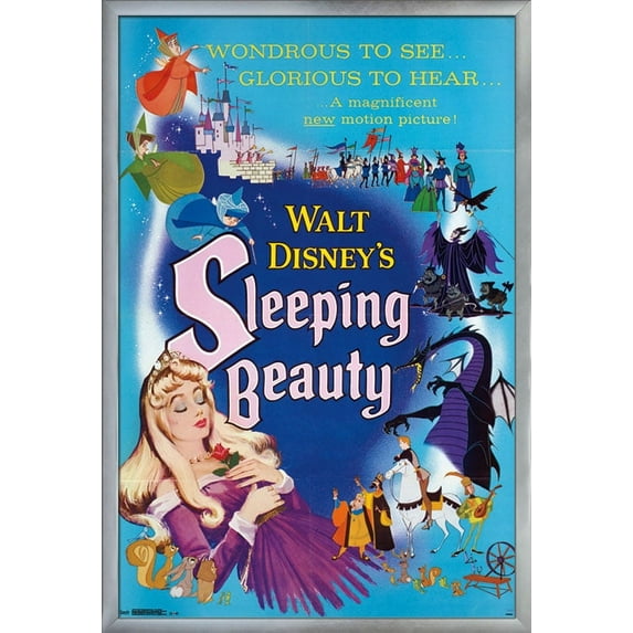 24X36 Disney Sleeping Beauty - One Sheet Wall Poster, 24" x 36", Framed