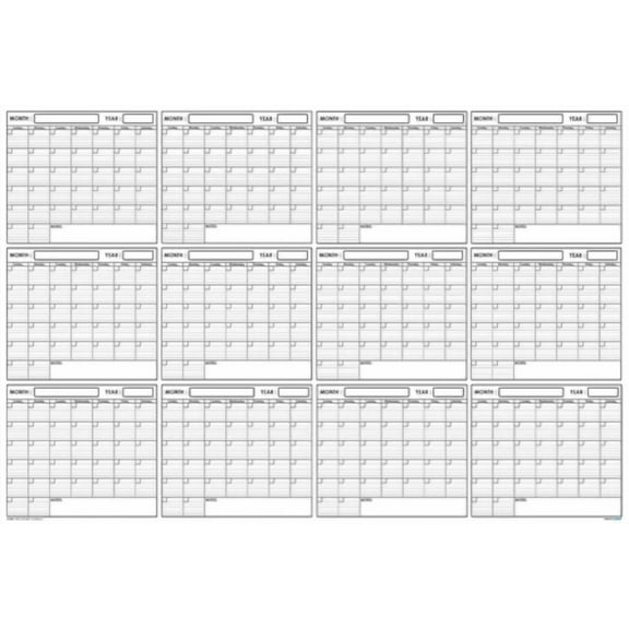 24X36 Erasable Blank Undated Annual Yearly Wall Calendar Home School Planner