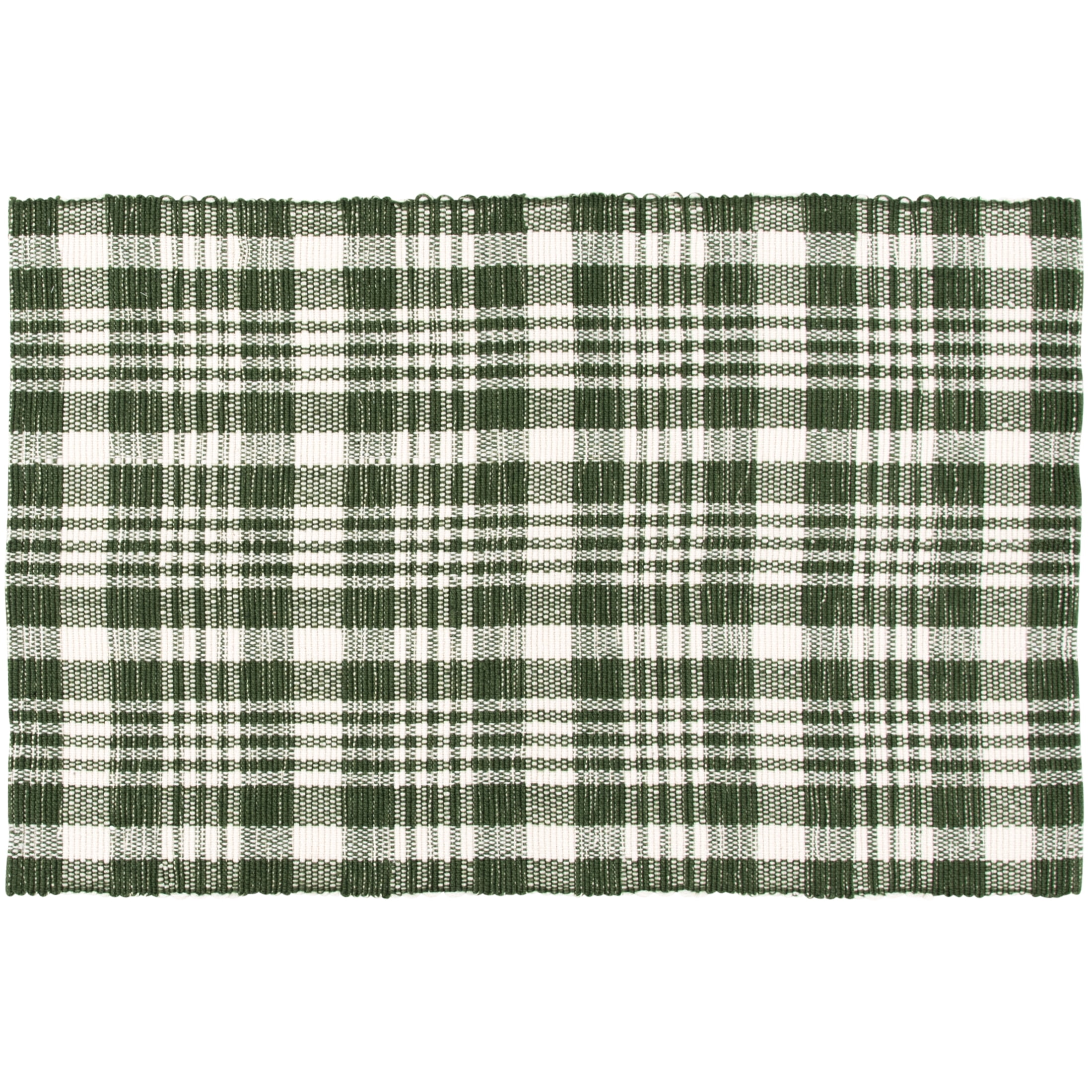 Way To Celebrate Dark Green Plaid Outdoor Layering Rug, 24"x36"