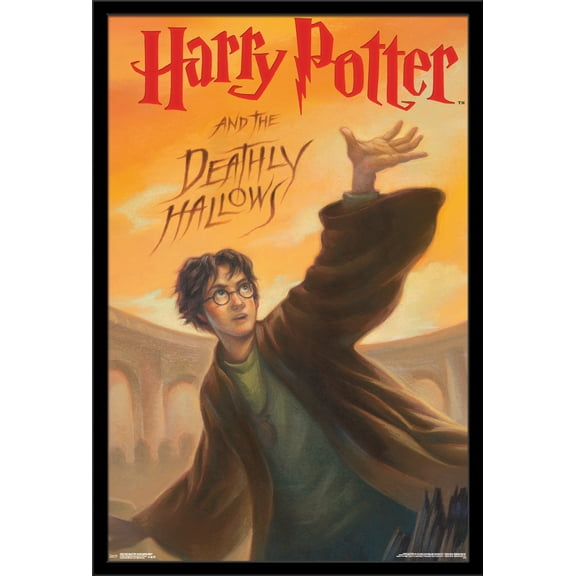 24X36 Harry Potter And the Deathly Hallows - Book Cover Wall Poster, 24" x 36", Framed
