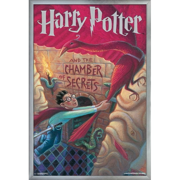 24X36 Harry Potter and the Chamber of Secrets - Book Cover Wall Poster, 24" x 36", Framed
