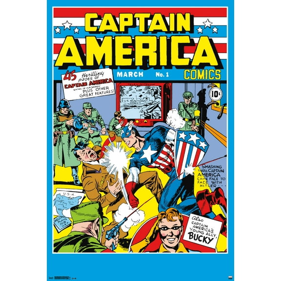 24X36 Marvel Comics - Captain America - Cover #1 Wall Poster, 24" x 36"