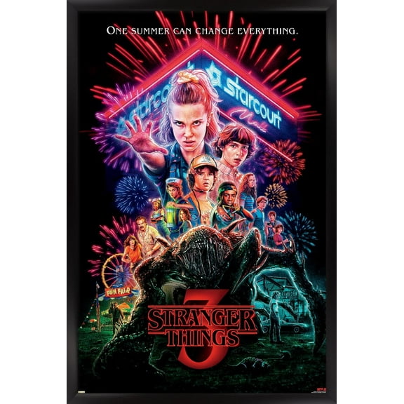 24X36 Netflix Stranger Things: Season 3 - One Sheet Wall Poster, 24" x 36" Framed