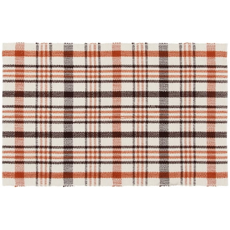 Way To Celebrate Orange Plaid Outdoor Layering Rug, 24 in x 36 in