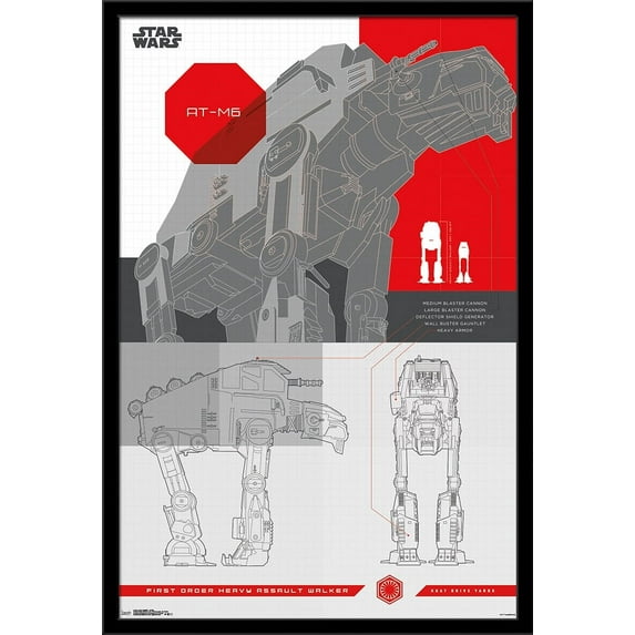 24X36 Star Wars: The Last Jedi - AT-M6 Wall Poster, 24" x 36", Framed