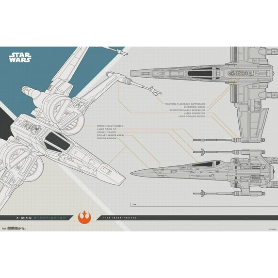24X36 Star Wars: The Last Jedi - X-Wing Wall Poster, 24" x 36"