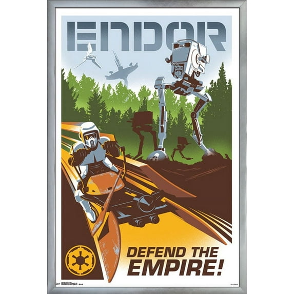 24X36 Star Wars: The Return of the Jedi - Endor Wall Poster, 24" x 36", Framed