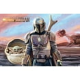 thumbnail image 1 of 24X36 The Mandalorian - Mando And The Child With Ship Wall Poster, 24" x 36", 1 of 3