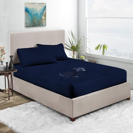 24X72" Cot Bed Waterproof Mattress Protector Soft & Breathable Terry Cotton RV Bunk and Truck Sleeper Fitted Style Navy Blue Fits up -8'' Deep Pocket, Skin-Friendly Mattress Protector