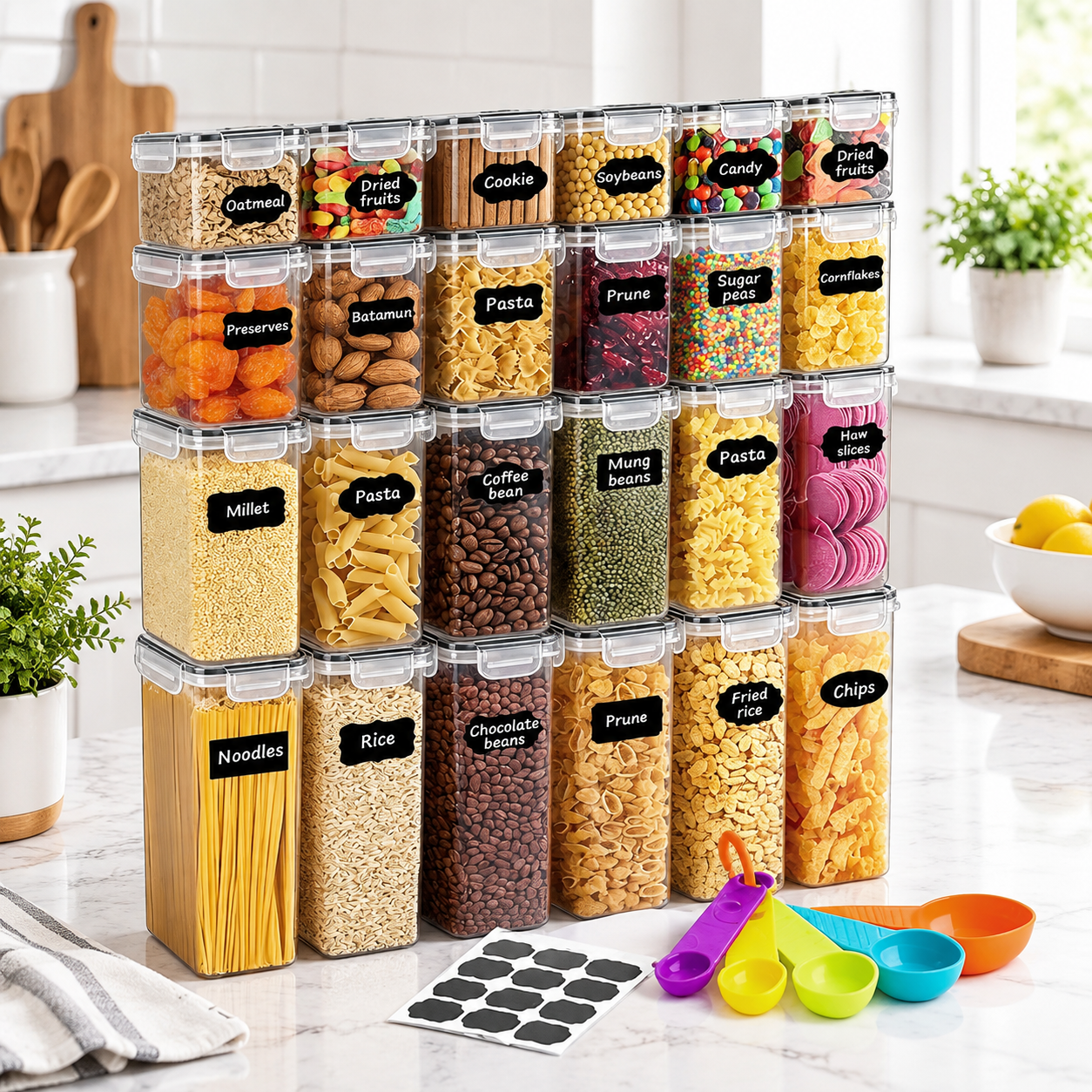 Stackable Ingredient Containers 24airtight Containers r Stackable Dry Food Storage - Walmart.com