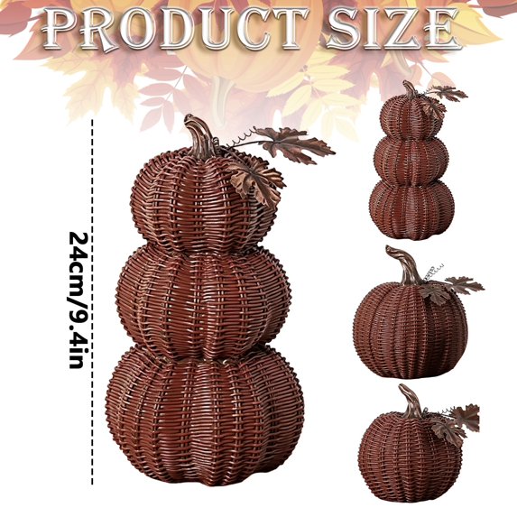 24cm Resin Pumpkin Figurines with Woven Texture Fall Decor Autumn Decor Halloween Thanksgiving Decorations for Home