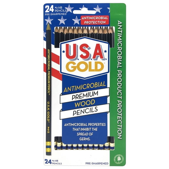 24ct #2 HB Pencils 2mm Pre-sharpened Premium American Wood Black