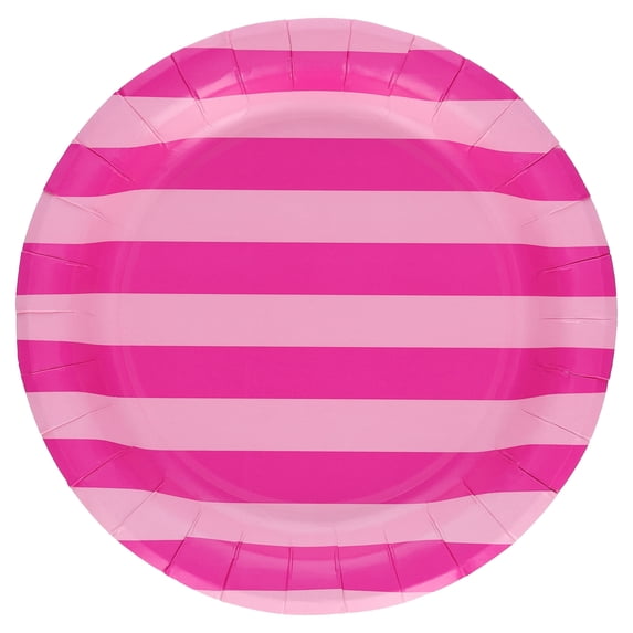 Striped Disposable Paper Plates, 7", Pink, 24 Count, by Way To Celebrate