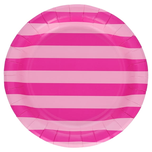 Striped Disposable Paper Plates, 7", Pink, 24 Count, by Way To Celebrate