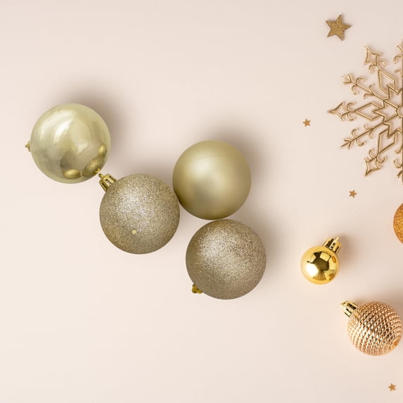 Northlight 24ct Shatterproof 4-Finish Christmas Ball Ornament Set 2.5" - Gold