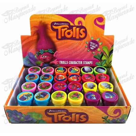 (24ct) Dreamworks Trolls Stamps Stampers Self-inking Birthday Boy Party Favors