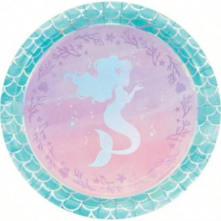 24ct Mermaid Print Iridescent Dinner Plates