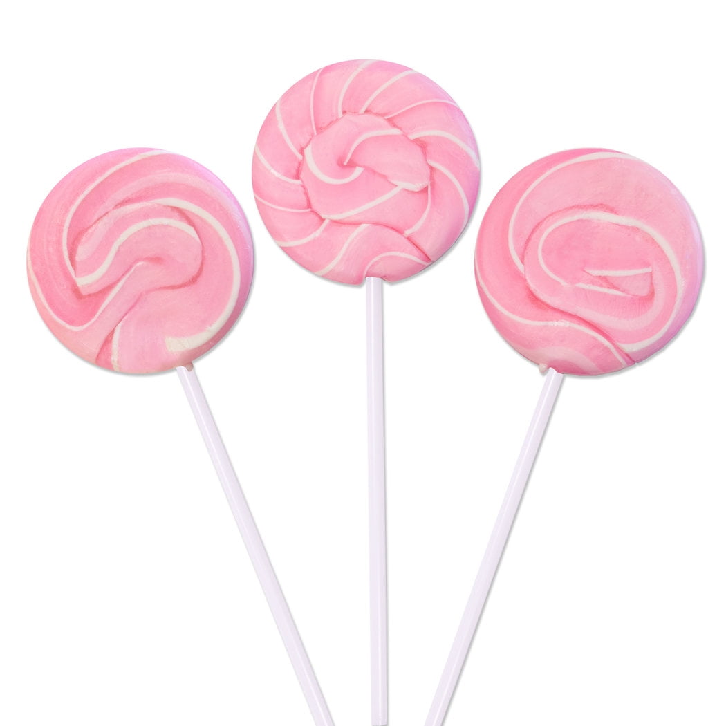 Pink Swirl Lollipop Suckers - 24 Individually Wrapped Pieces