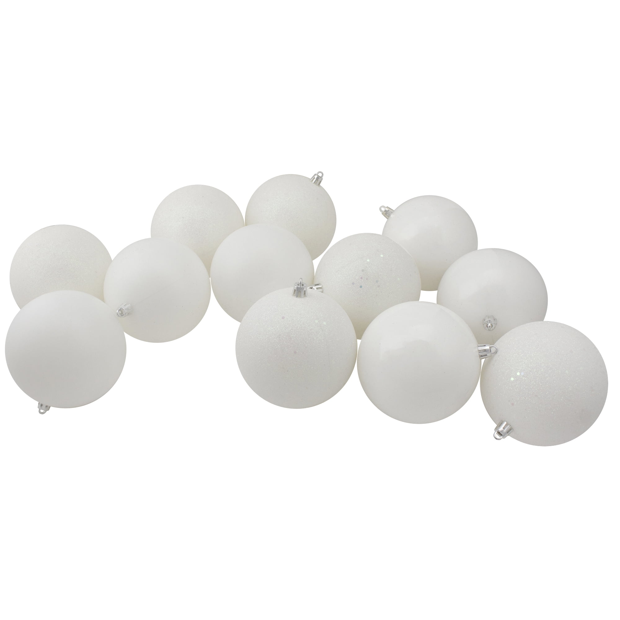 Winter White Shatterproof Plastic Christmas Ball Ornament Set