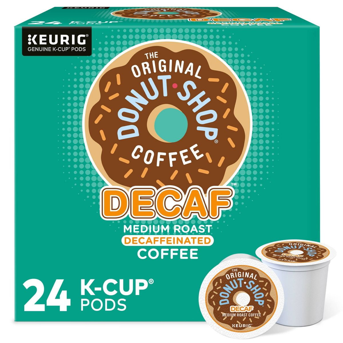 24ct The Original Donut Shop Decaf Keurig K-Cup Coffee Pods Decaffeinated Medium Roast - Pack of 2