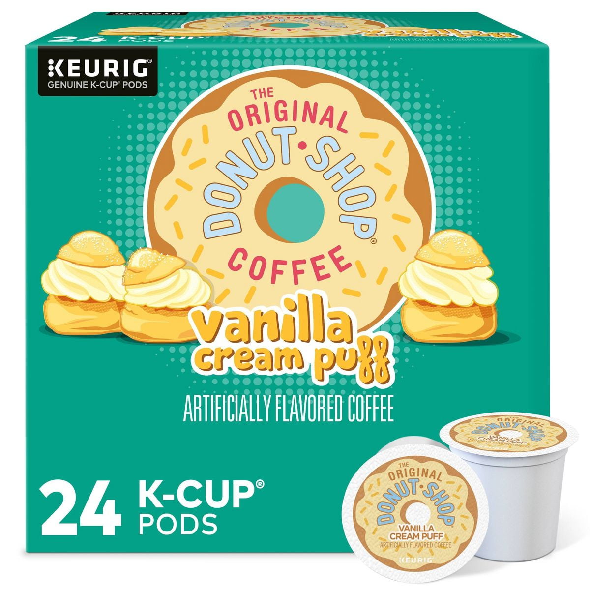 24ct The Original Donut Shop Vanilla Cream Puff Keurig K-Cup Coffee Pods Flavored Coffee Medium Roast - Pack of 2