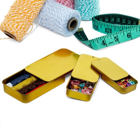 24ea - 2-5/8 X 1-1/2 X 1/2 Gold Slide Top Tin Can-Pkg by Paper Mart