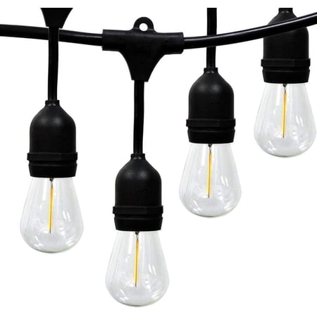24ft LED String Lights, S14 Filament Bulbs, 7.3m Patio Lights, Indoor and Weatherproof Outdoor String Lights, Cafe Garden Party Decoration Bulbs, Warm White 2700K, UL Listed (12 LED)