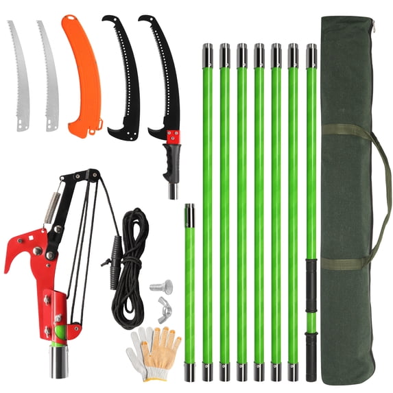 24ft Manual Pole Saw Pruner - Lightweight Tree Trimmer with Steel Blade for High Branches & Palms