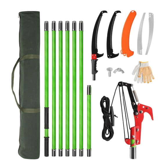 24ft Manual Pole Saw Set, Long Reach Tree Pruner