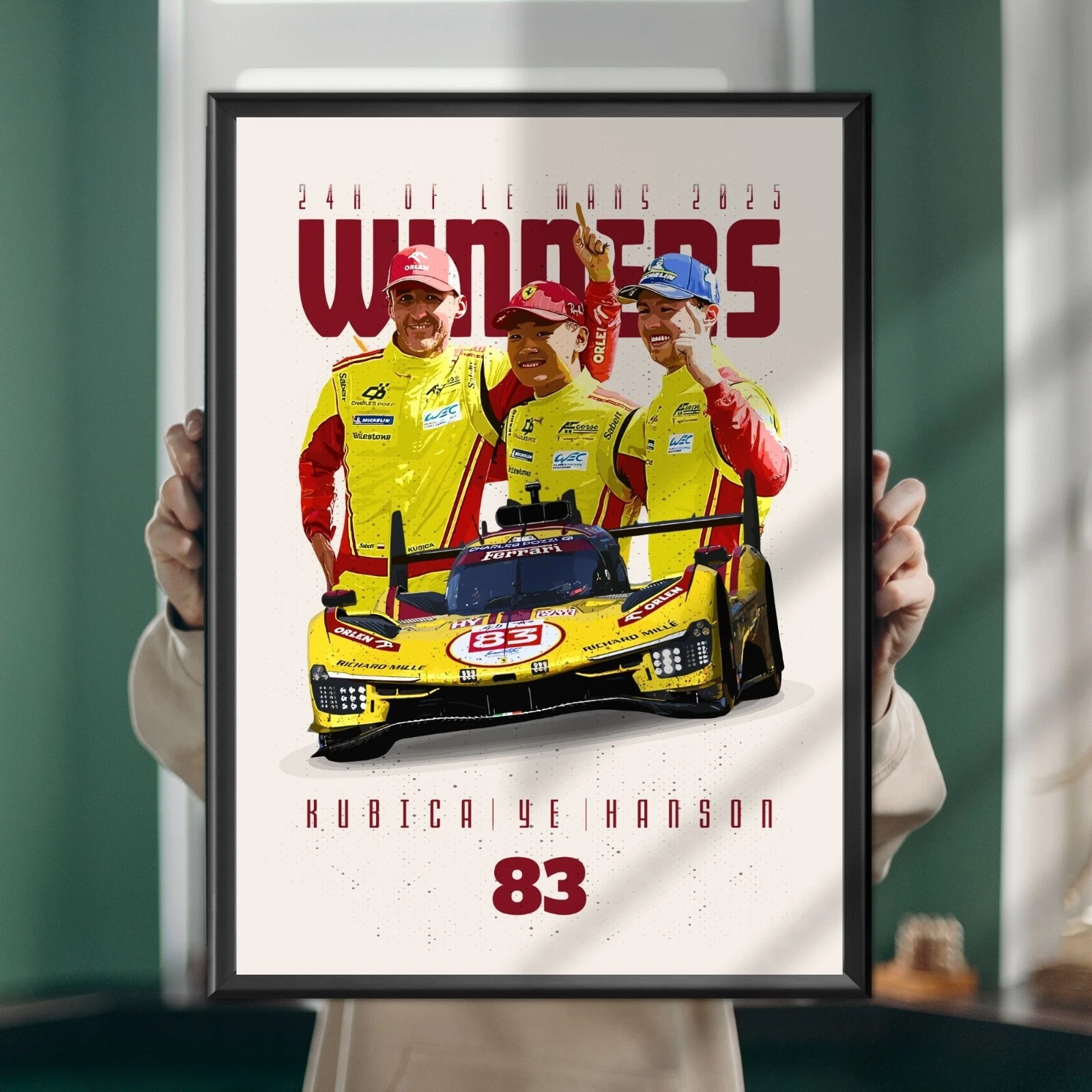 Wec Racing Poster 24h of Le Mans 2025 Winner, Ferrari 499P #83, Hypercar, Wall Art, WEC ...
