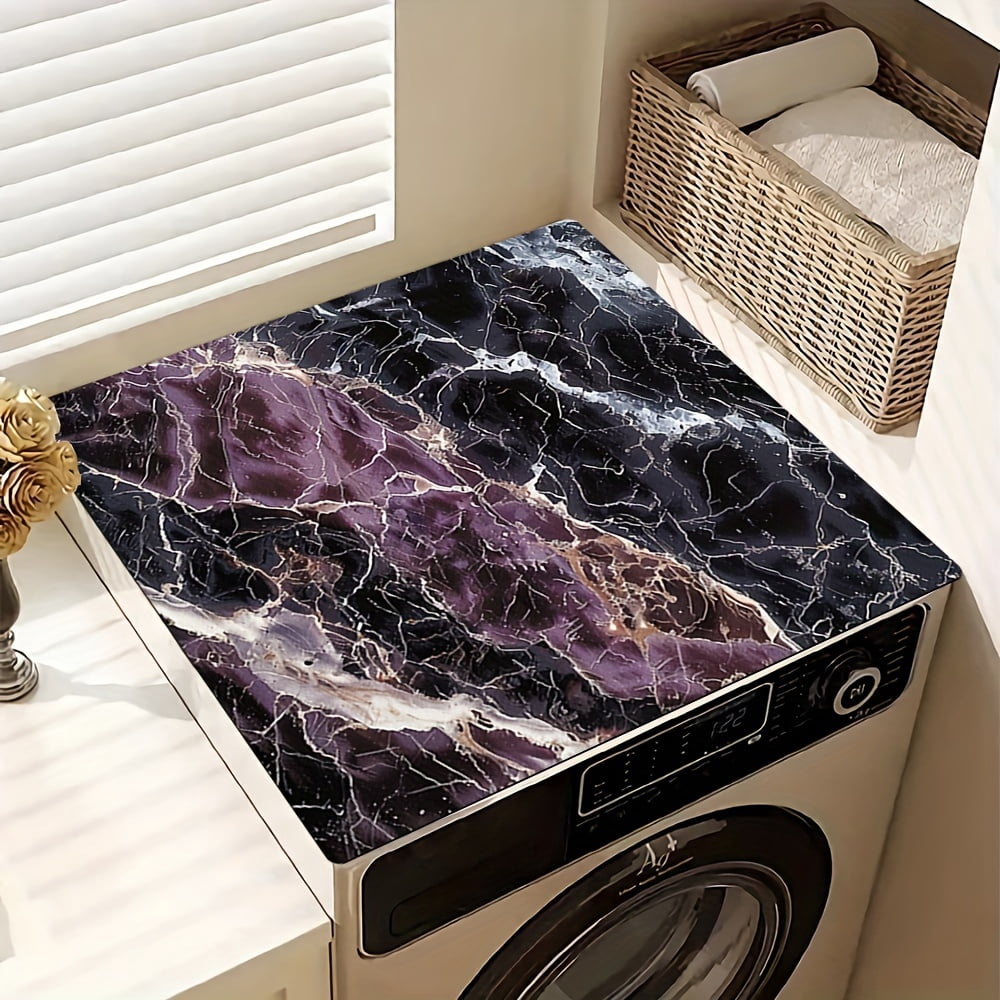 24in×24in, Black Marble Print Pattern, Washer And Dryer Top Protection Mat, Washing Machine Dust Cover Mat, Kitchen Accessories, Non-Slip, For Laundry Bathroom Home Decor, Room Decor