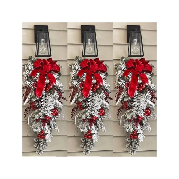 24in Artificial Christmas Swag Christmas Wreath Rustic Stair Garland Christmas Swags Staircase Mailbox Front Door Wall Decorations