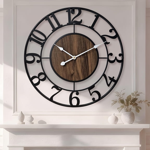 24in. Black Arabic Metal Wall Clock Home Decor