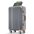 thumbnail image 1 of 24in Carry On Luggage with Aluminum Frame, Hard Shell Suitcase Cup Holder& USB Port, Lightweight Luggage with Spinner Wheels and TSA Lock, Travel Trolley Case For Short Business Trips, Dark Gray, 1 of 9