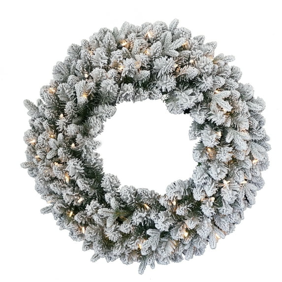 24in. Iceland Fir Wreath with Battery Operated LED Lights