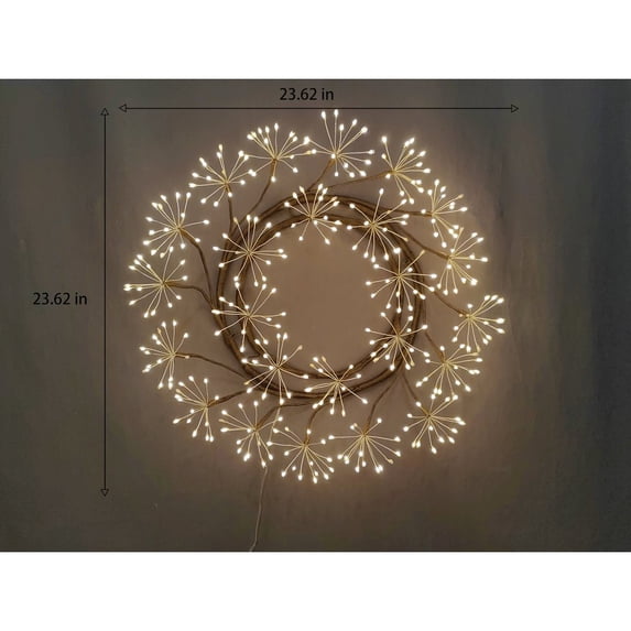 Hi-Line Gift Ltd. 24in LED Christmas Wreath Brown Indoor Hanging Holiday Decor