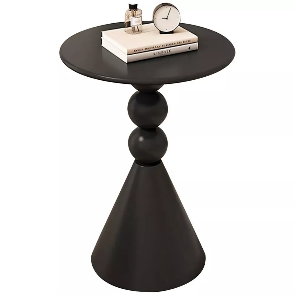 24in Metal End Table Matte Round Side Table Small Nightstand Pedestal ...