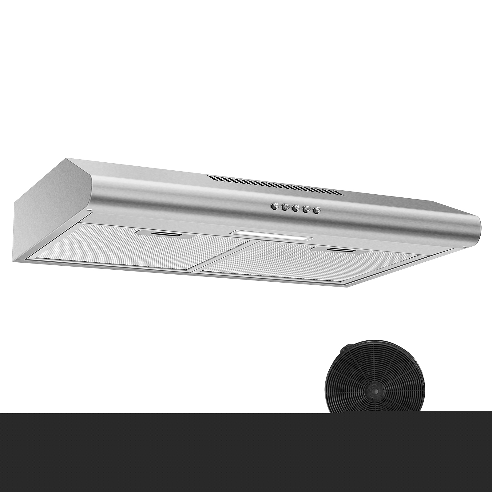 Joeaonz 24-Inch Stainless Steel Range Hood with Ventless Filters, 280 CFM, 3-Speed, Easy Clean, 120V, Canada Certified