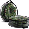 thumbnail image 1 of 24in Wreath Storage Bag, Clear Christmas Wreath Storage Container with Handle and Dual Zipper, Waterproof Wreath Organizer for Spring Summer Autumn Winter Wreath Holiday Decor (Black) - Akmoler, 1 of 4