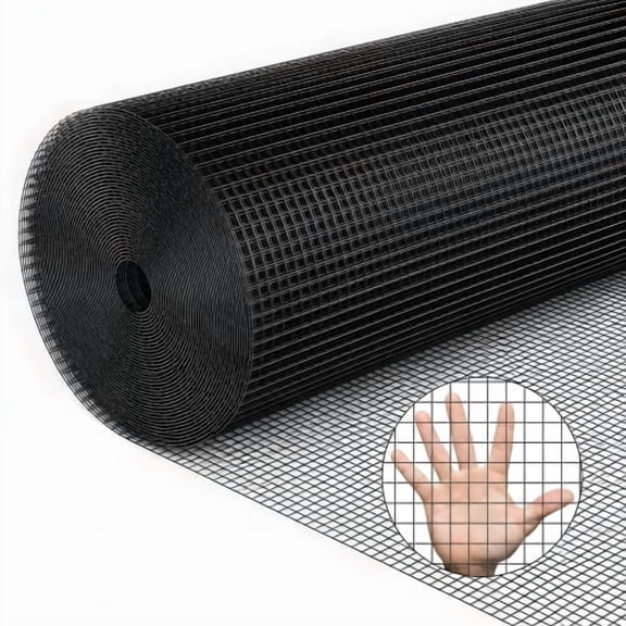 24in x 100ft Black Welded Wire Mesh, 1/2 Inch Hardware Cloth Roll, Multipurpose Garden & Poultry Fencing for Backyard Outdoor Use
