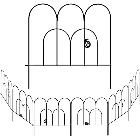 24in x 12ft Metal Garden Fence 6 Piece Rustproof Fencing Decorative Iron Wire Animal Outdoor Border Dogs Barrier Edging Patio Fences Landscape for Flower Bed$$Garden & Patio