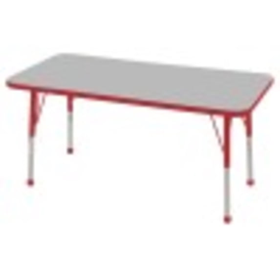 24in x 48in Rectangle Everyday T-Mold Adjustable Activity Table Grey/Red - Toddler Ball with Six 10in Stack Chairs Red - Ball Glide