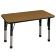 thumbnail image 1 of Early Childhood Resources ELR14107P4X14-OKBKC 24 x 48 in. Rectangular Activity Table with Chunky Legs & 4 x 14 in. Chairs, Ball Glides - Oak & Black, 1 of 2