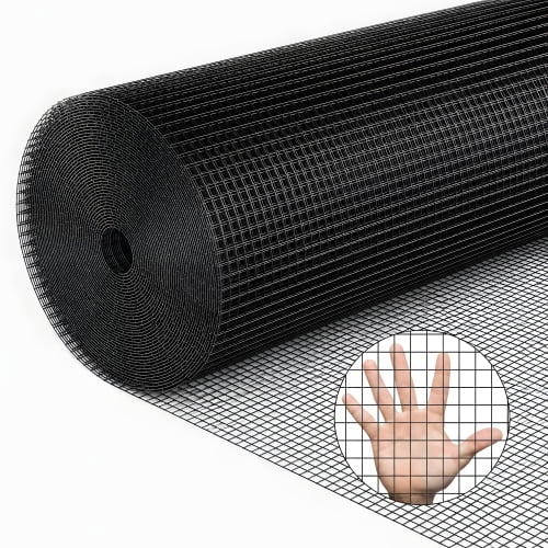 24in x 50ft Black Welded Wire Mesh, 1/2 Inch Hardware Cloth Roll, Multipurpose Garden & Poultry Fencing for Backyard Outdoor Use