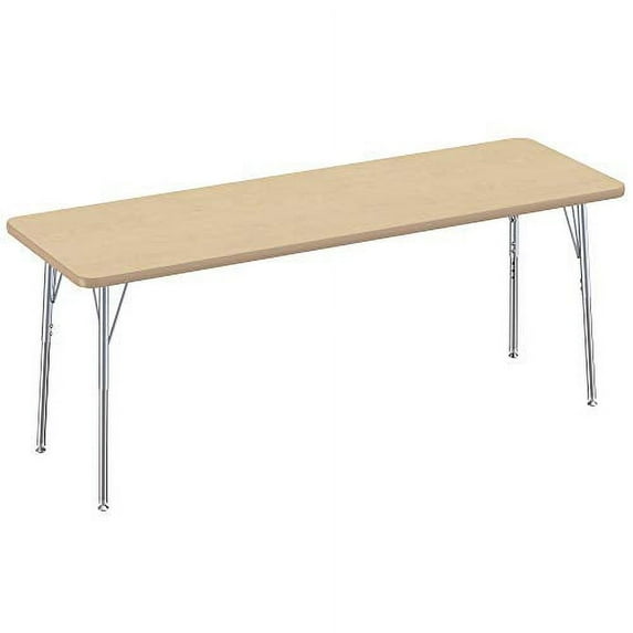 24in x 72in Rectangle Contour Adjustable Activity Table with Standard Swivel - Maple/Maple