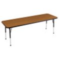 thumbnail image 1 of Rectangle 24"x72" Table & Six 14" Chairs-Color:Oak/Black,Leg Option:Standard Ball, 1 of 2