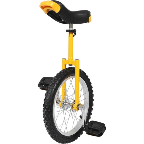 24inch/16inch Outdoor Wheel Unicycle, Height Adjustable Unicycle One Wheel Bike with Anti-Skid Alloy Rim and 2 Pedal