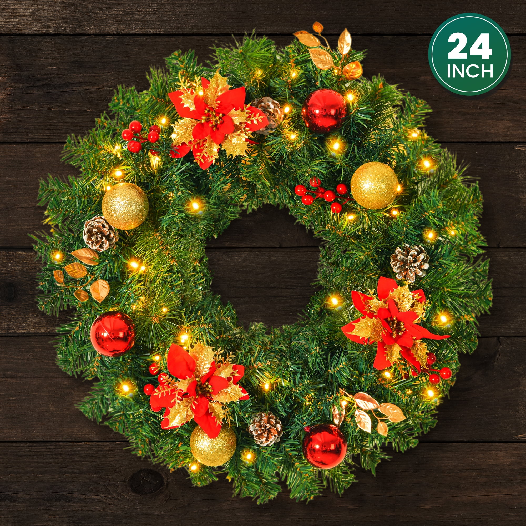 Large Pre Lit Christmas Wreath