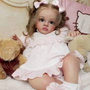24inch 60cm Reborn Toddler Cute Girl Doll with Rooted Light Blonde Hair Soft Cuddle Body Doll